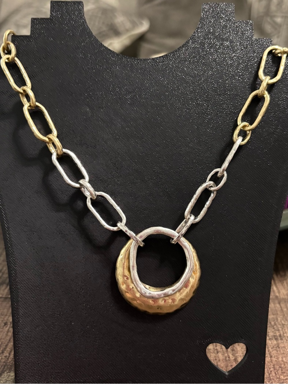 Patricia Nash Two-Tone Hammered Pendant Necklace - Picture 4 of 7